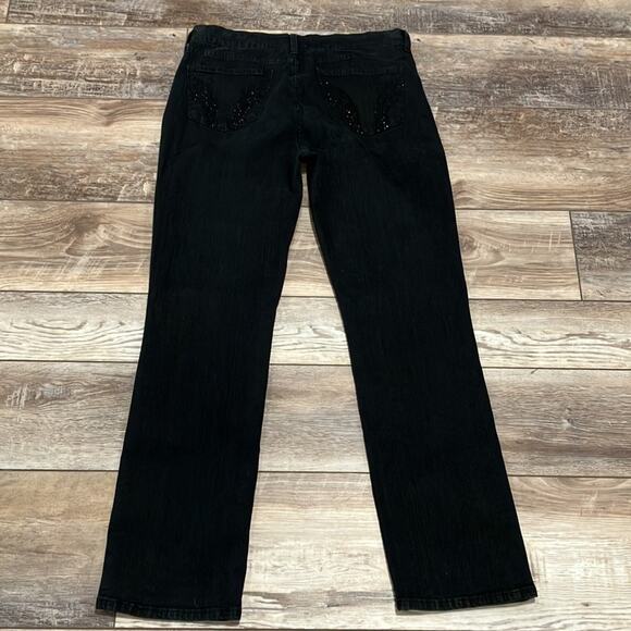 NYDJ Lift Tuck Black Marilyn Straight Embellished  Jeans Size 12 - Picture 6 of 11